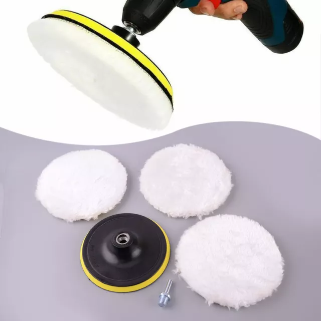 5" Car Polishing Pads Buffing Wool Wheel Mop Kit Bonnet Buffer Pad Polisher Part