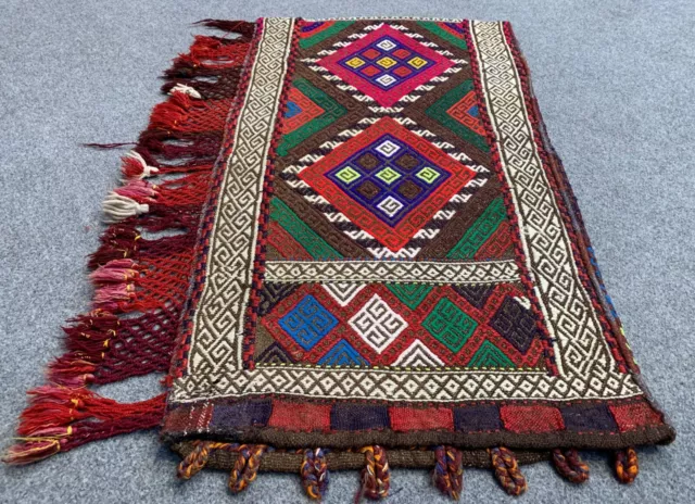 Hand Woven Made Afghan Suzani Salt Bag / Pillow Cover Area Rug 3.0 x 1.9 Ft
