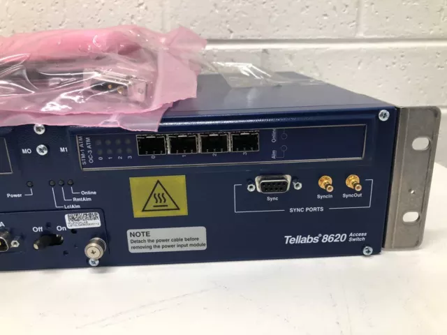 Tellabs 8620 Access Switch Dual -48Vdc 2.6A w ATM OC3 Gigabit Fiber port Cables 3