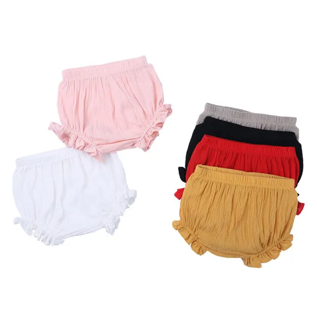 Summer Baby Solid Color Cotton and Linen Lace Triangle Casual Shorts Bread Pants