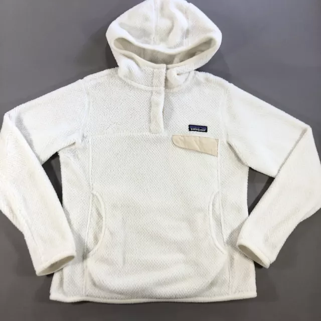 Patagonia Re Tool Hoody Snap T Fleece Pullover Sweater Ivory White Women's Small