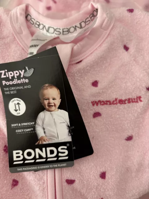 Bonds | Newborn Girl Baby Wondersuit Zippy Poodlette suit | Size 0000 Newborn