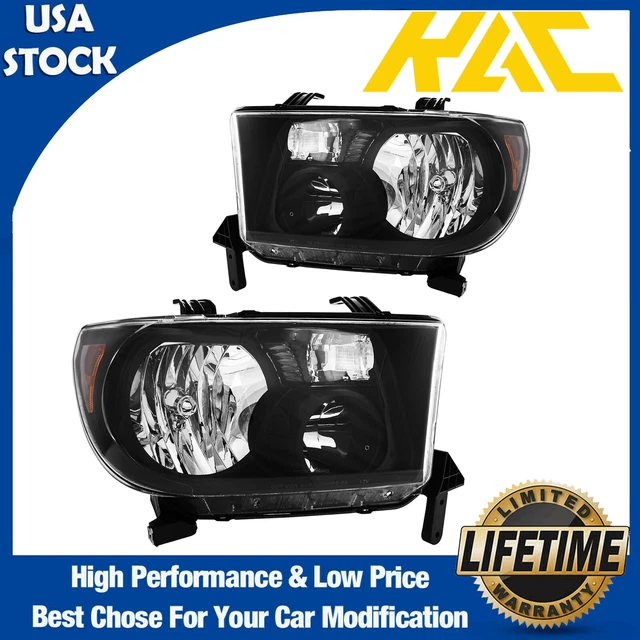 Headlights Assembly for Toyota Tundra 2007-2013 Sequoia 2008-2017 Black Headlamp