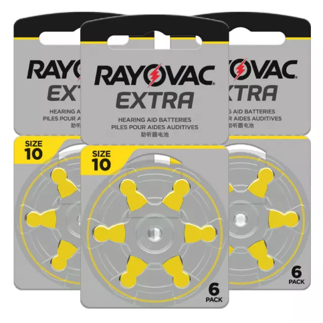 Rayovac Extra Hearing Aid 10 Size batteries * Zinc air * 0% Mercury 6 - 60 cells