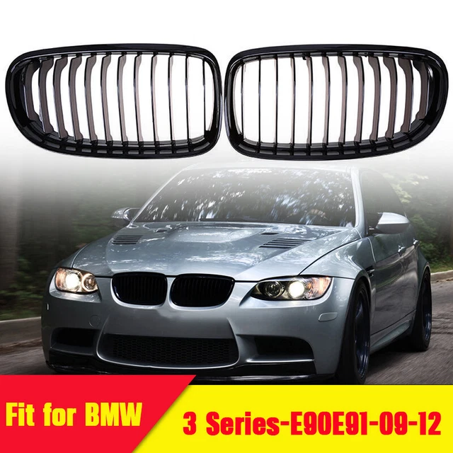 Gloss Black BMW E90 E91 Kidney Grille - ABS Double Slat Front Bumper Grilles For 3 Series 2009-2011