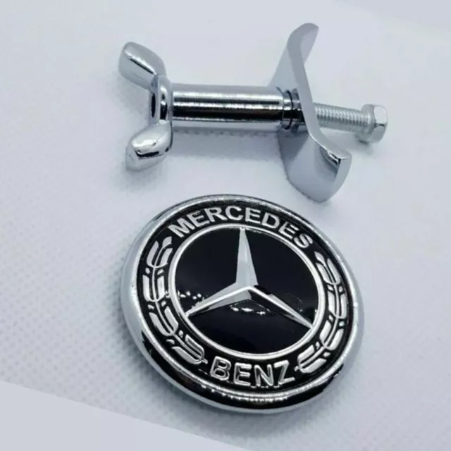 Emblème de capot Mercedes-Benz W204 W211 C S Classe E neuf noir et chrome 44 mm