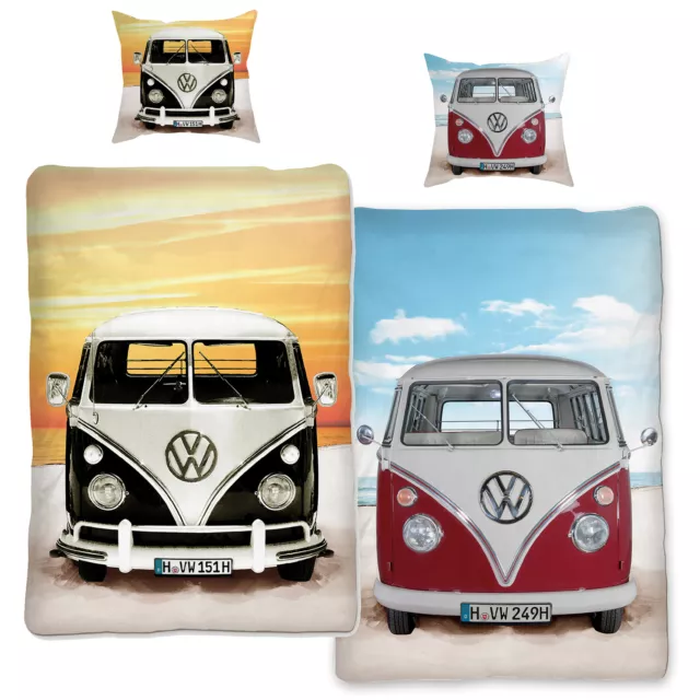 Linon Bettwäsche Volkswagen T1 Beach 135 x 200 cm VW Bulli Kinderbettwäsche 089