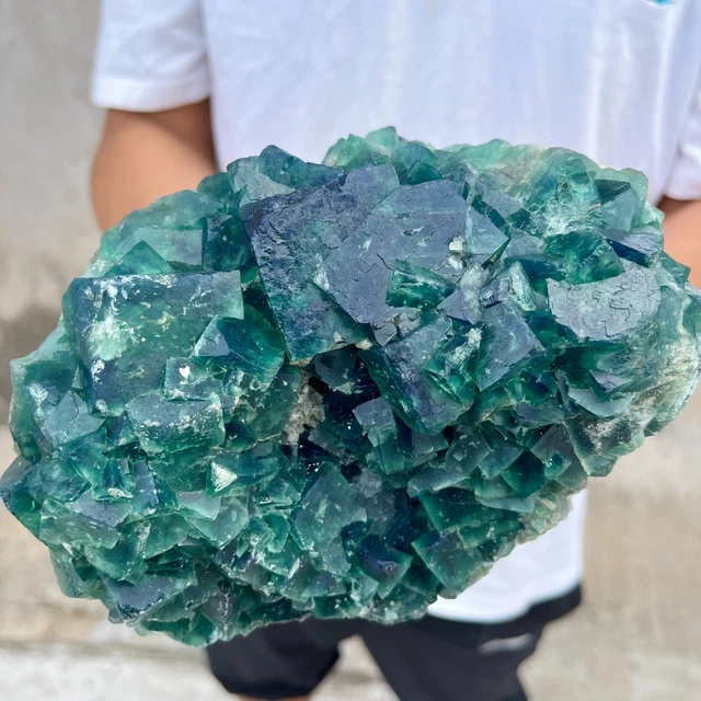 7.9lb Natural Green Cube Fluorite Mineral quartz Crystal cluster Specimen