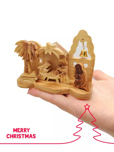 Nativity Christmas  Set Hand Made olive wood From Jerusalem Bethlehem Carved