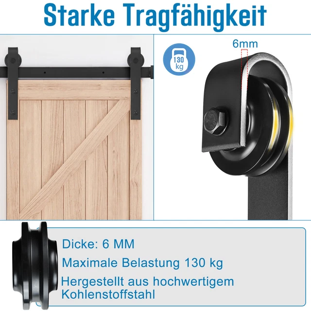 200cm Schiebetürsystem Laufschiene Beschlag Schiebetürbeschlag Schiebetüren TOP 4