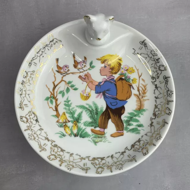 Assiette à bouillie pour bébé en porcelaine de limoges décor GOUMOT LABESSE