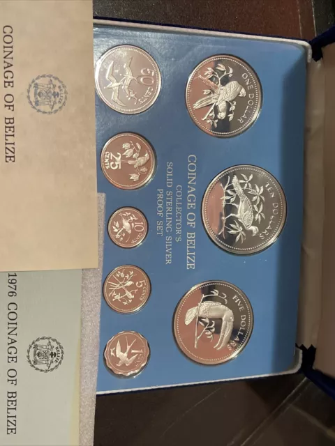 1976 Franklin Mint Coinage Of Belize Solid Sterling Silver Proof Set(S.M.#10015) 2