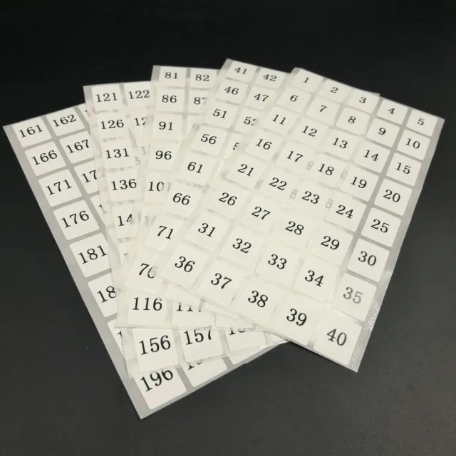 3,200 Sticky Numbered Labels 1 to 200 White Self Adhesive Stickers Black  Numbers 