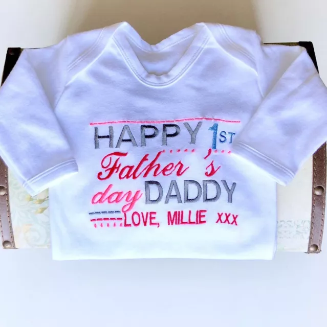 Personalised 1st Father's Day Baby Grow,Romper,Bodysuit,Outfit Girl Boy Dad Gift