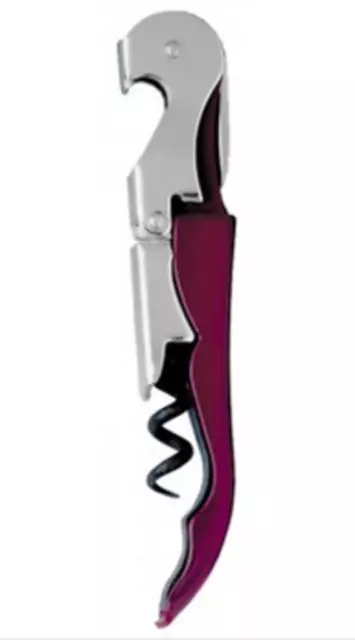 Burgundy Corkscrew Double Hinged Waiters Wine Red Key Bottle Opener with Cutter