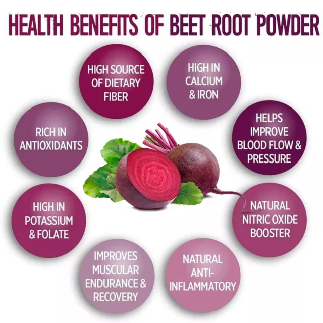 Red Beet Root Powder Beta Vulgaris Non-GMO Nitric Oxide Extract Super Food Juice 3