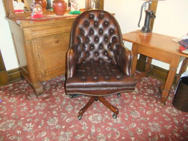 Fleming & Howland Co., UK Chesterfield Tufted Leather Earl Design Office Chair