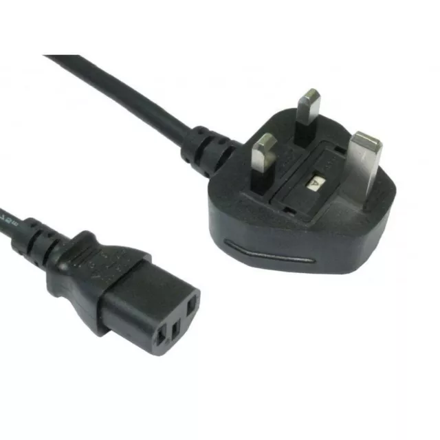 1m Long IEC Kettle Lead Power Cable 3 Pin UK Plug PC Monitor TV C13 Cord Black