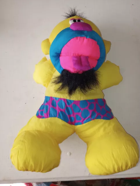 VTG 1992 Fisher Price Yellow Caveman Puffalump Stuffed Doll Grunts Plush Rocky 2