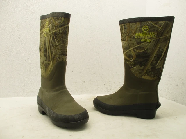 Magellan 400g Waterproof Outdoor Camo Rubber Hunting Boots Youth Size 11