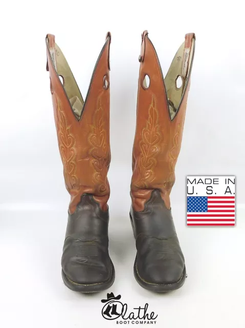 Vintage Mens OLATHE 18” Tall Buckaroo Riding Cowboy Boots 9 D USA