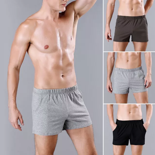 Mens Casual Home Nightwear Silk Satin Pajamas Shorts Pajamas Pants Sleep-Bottoms