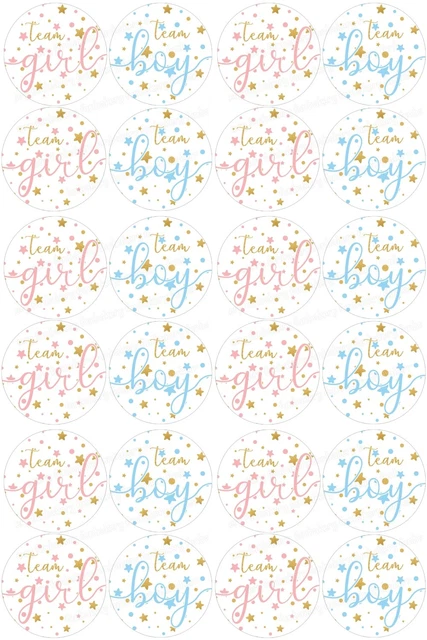 Gender Reveal eßbar Tortenbild Party Deko Muffin Aufleger Geburt Baby Shower neu