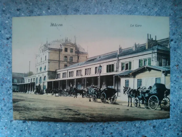 Cpa Mâcon La Gare, Calèches...