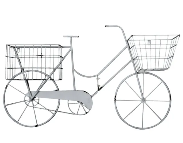 Gartenfahrrad Wanddeko Landhausstil Metallrad Weiss Blumenfahrrad zum Bepflanzen