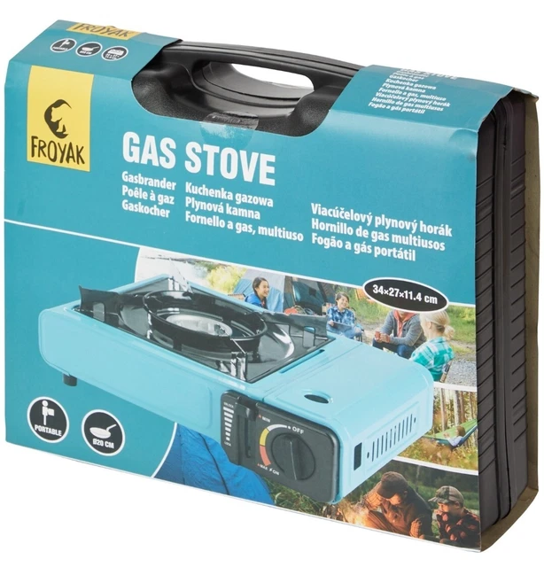 Elfmonkey Réchaud Camping Gaz Butane Puissant 2200W + 4 Cartouches Incluses | Cuisinière Portable Avec Allumage Piézo Et Mallette De Transport