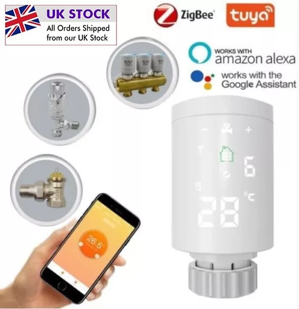 Smart Thermostat Radiator Valve TRV Programmable Tuya Zigbee for Alexa/Google UK