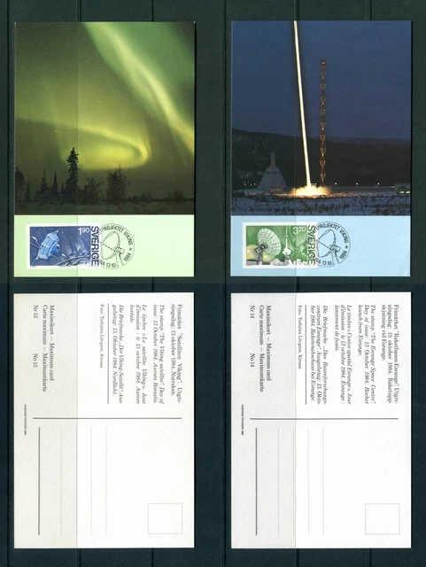 1984 Sweden Set of 2 Viking Satellite FDC Maximum Cards First Day Maxi Postcards