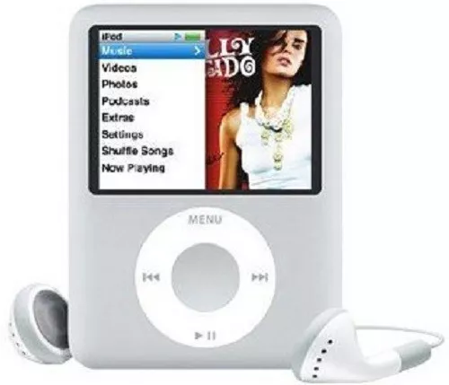 APPLE iPOD NANO 3ème GÉNÉRATION 8 Go GRIS / HORS SERVICE (BATTERIE A REMPLACER)