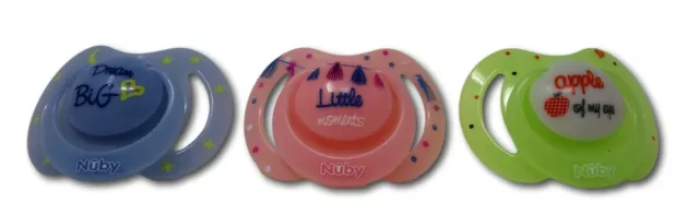 NUBY™ Baby Dummies 0-6 Months Pack of 2 Glow in The Dark Soother Pacifiers