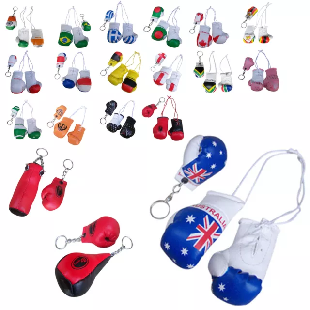 Miniature Boxing Gloves Mini Car Hanger Van Rear Mirror sports Gift Flags Pair