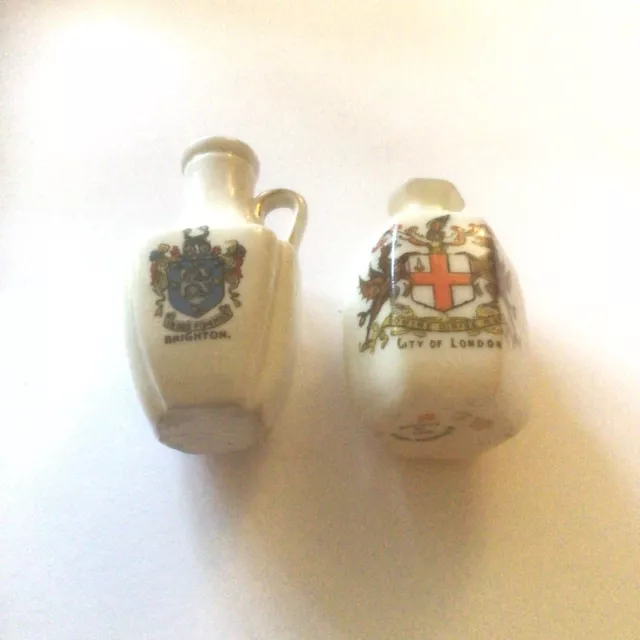 Two Alexandra China Crested Ware Miniatures Brighton Jug & City of London Vase