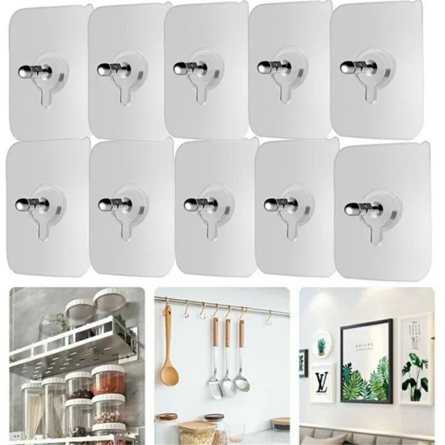 10x Wall Hanging Seamless Nails Screw Stickers Punch-Free Wall Hooks for Photos