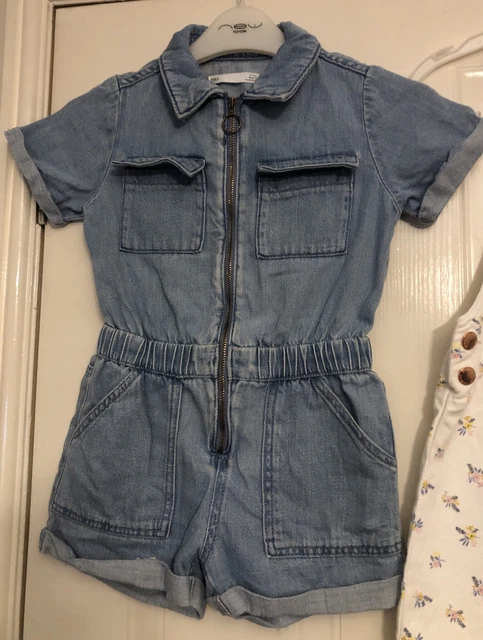 Girls Bundle Age 6-7 Denim Dungarees & Dungarees Dress M&S Summer Spring Outfits 2