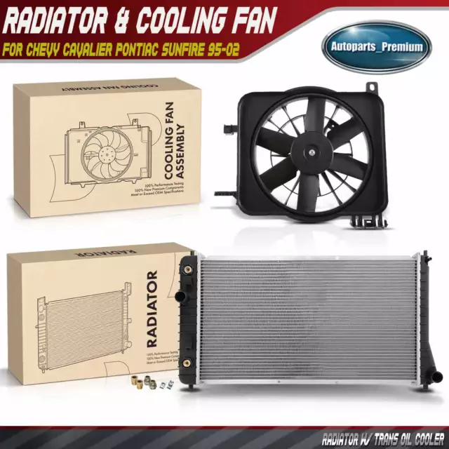 Radiator & Cooling Fan Assembly Kit for Chevy Cavalier Pontiac Sunfire 1995-2002
