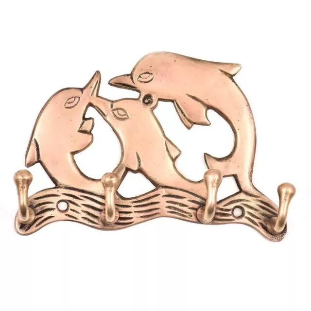 Golden Antique Coat Rack Brass Wall Hooks Dolphin Hat Rack Kids Towel Hooks 3 Pc