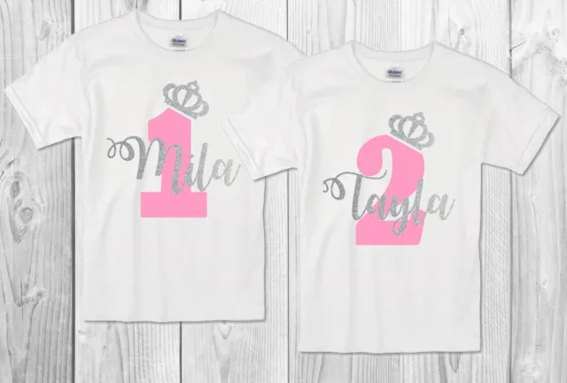 1st 2nd 3rd 4th 5th 6th ect girls glitter Birthday T-Shirt  Personalised / Crown