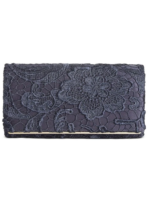 GIANI BERNINI Women's Navy Lace Chain Strap Clutch Handbag Purse GIANI BERNINI Women's Navy Lace Chain Strap Clutch Handbag Purse