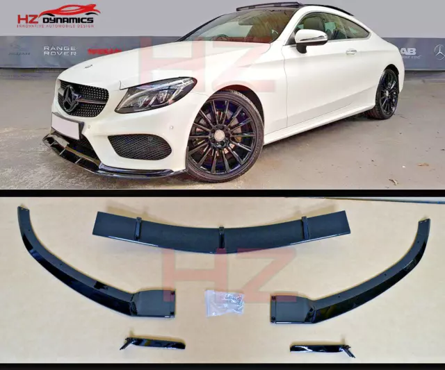 Spec-D Tuning Glossy Black Front Lip Spoiler Splitter Compatible with  Mercedes Benz C-Class W205 2019-2021