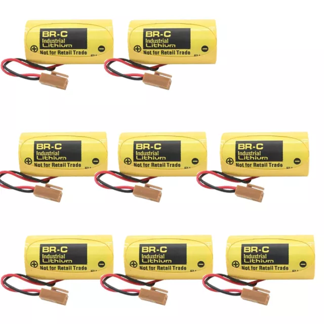 8pcs BR-C 3V 5000mAh Battery with Brown Plug for Backup Memory Power Supplies