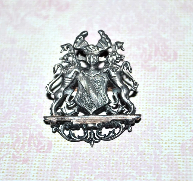 BROCHE ANCIENNE BLASON Coat Of Arms Chartres Armoiries Heraldique Pin