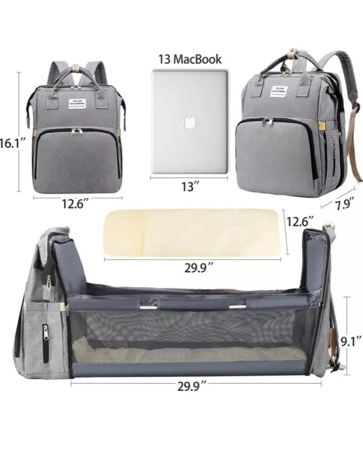 3 in 1 Travel Bassinet Diaper Backpack foldable Baby bed, Changing Station. 3