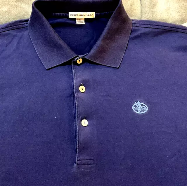 Peter Millar Navy Blue S/S Polo Golf Shirt Mens  Sz - XL -Extra Large  Cotton