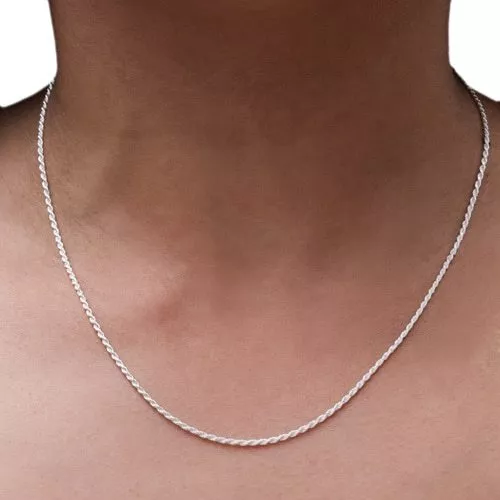 Sterling Silver Diamond-Cut Rope Chain Necklace Bracelet 1.5mm 925 Solid Silver