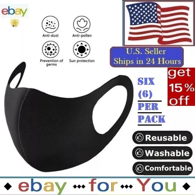 Six Pack Reusable Face Mask Washable Breathable Unisex Cloth Cover USA Handmade
