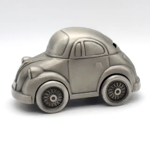 Volkswagen Beetle Style Coin Piggy Bank Wheels Turn Small Metal Hippiecore VTG